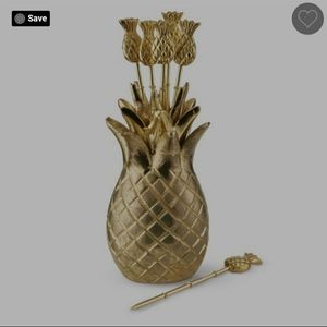 Pineapple Cocktail Picks with Holder, Set of 6